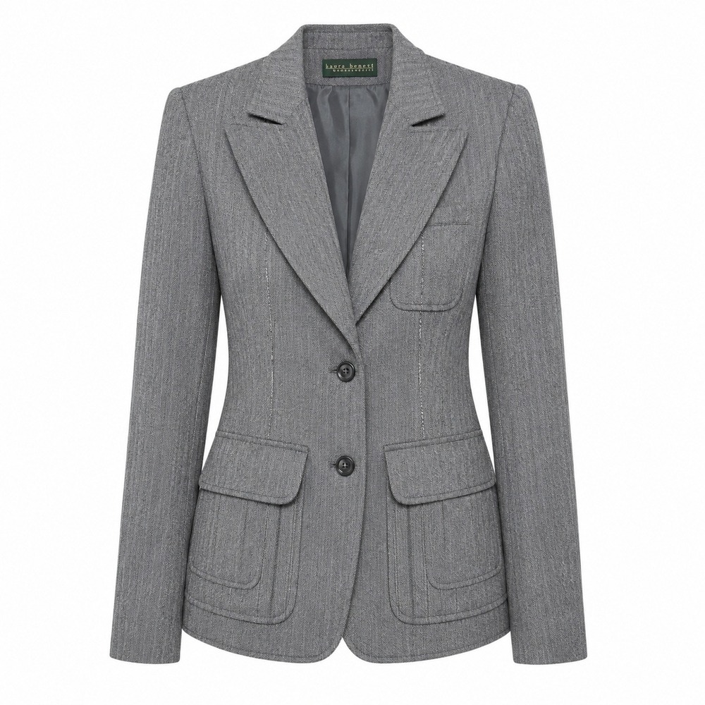Harve Benard Dark Academia Wool Herringbone Blazer Women Sz 10 Officecore Preppy